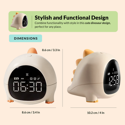 Cute Dino Digital Alarm Clock for Bedroom, Alarm Clock for Heavy Sleepers, Table Clock for Study Table, Digital Table Clock, Small Alarm Clock for Bed, Kids Alarm Clock, Desk Clock for Home