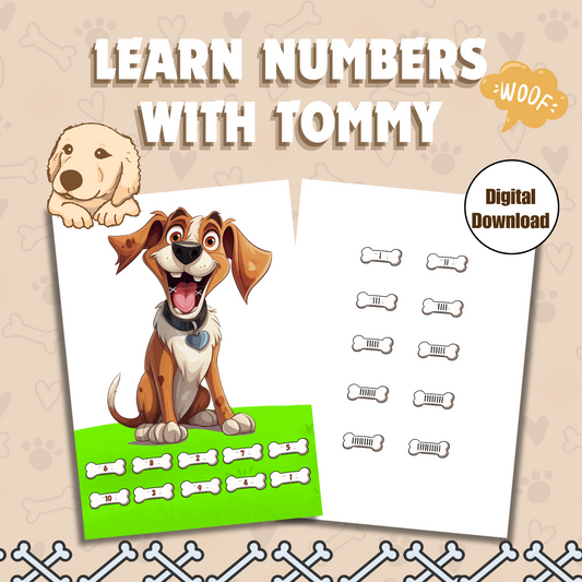 Sakuya’s Printable Dog Counting Worksheet | Pre-Maths Activity for Kids | Improve Number Recognition and Fine Motor Skills through Creative Play