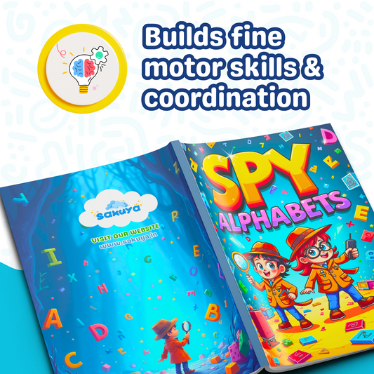 Sakuya Spy Alphabet Activity Book for Kids – Screen-Free Early Learning with HD Illustrations, Boosts Memory, Vocabulary, Creativity, and Hand-Eye Coordination for Engaging ABC Fun