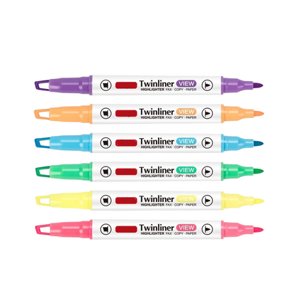 Sakuya Twinliner Highlighter Pens with Dual Tips for Study, Office, Journaling, Color Coding, Smooth Marking, Compact Design, Non-Toxic Ink, and Comfortable Grip for Daily Use | Kawai Stationery