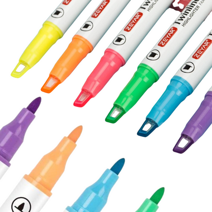 Sakuya Twinliner Highlighter Pens with Dual Tips for Study, Office, Journaling, Color Coding, Smooth Marking, Compact Design, Non-Toxic Ink, and Comfortable Grip for Daily Use | Kawai Stationery