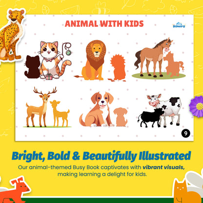 Sakuya Kids’ Animal Binder with 58 Velcro Attachments, Laminated Surface, Blund Edges for Safety, and Binder Ring Included