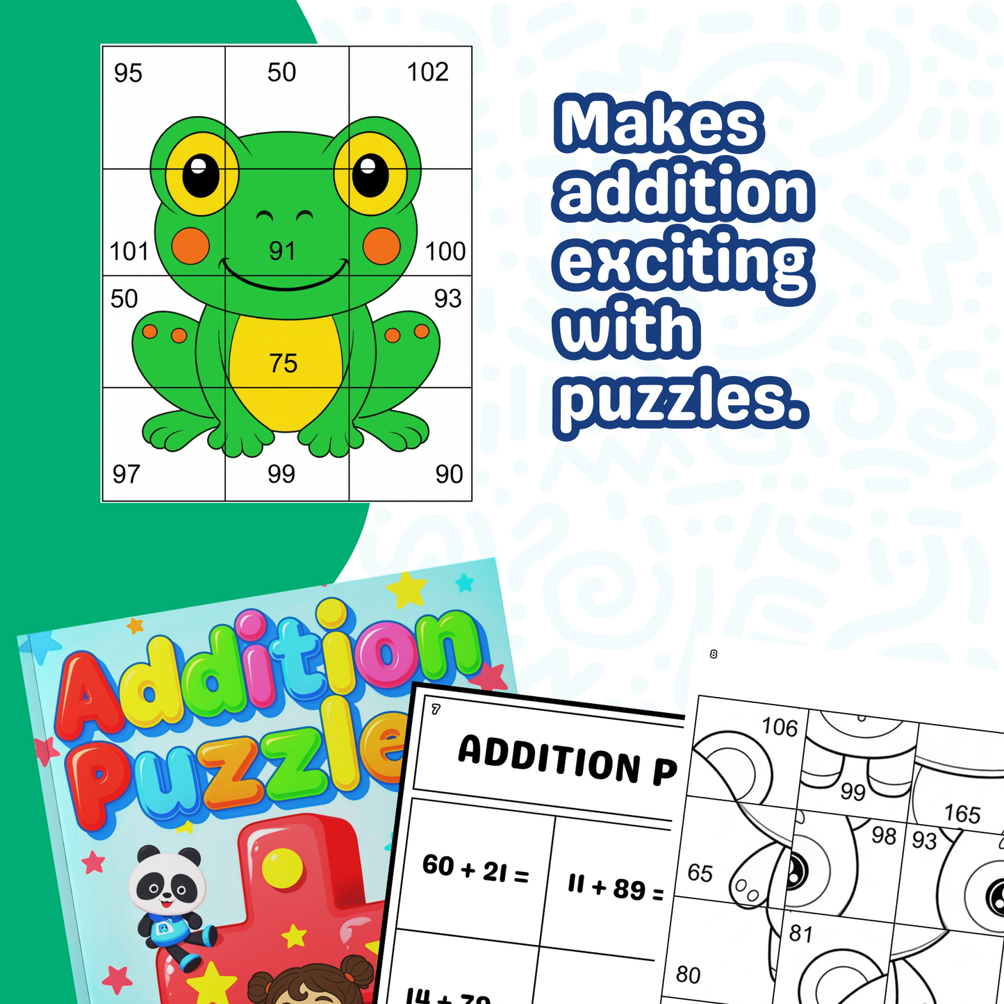 Sakuya Addition Puzzle Book for Kids Ages 6-8 | Fun Math Activity Workbook with Addition Games, Brain Teasers, and Number Puzzles for Early Learning and Practice
