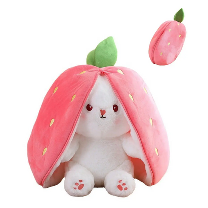 Reversible Strawberry - Carrot Bunny Soft Toy – Perfect Plush Toy for Girls, Cute Soft Toys for Baby Girl, Stuffed Rabbit Toy for Kids, Ideal Soft Toys for Newborn Baby and Gift for Girls