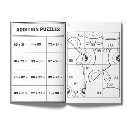 Sakuya Addition Puzzle Book for Kids Ages 6-8 | Fun Math Activity Workbook with Addition Games, Brain Teasers, and Number Puzzles for Early Learning and Practice
