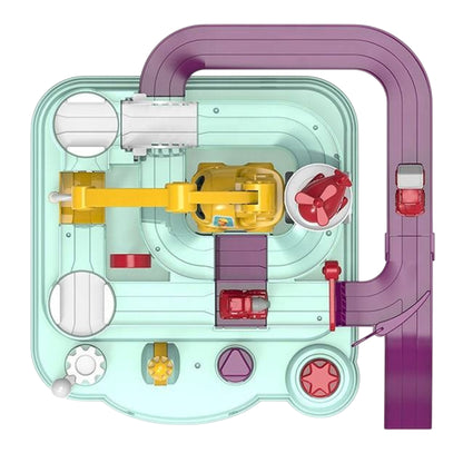 Sakuya Car Race Track Toy for Kids with Helicopter, Ramp, Slide, Manual Controls and Crane | Fun Learning Engineering Truck Adventure Set | Gift for Boys and Girls Ages 3+