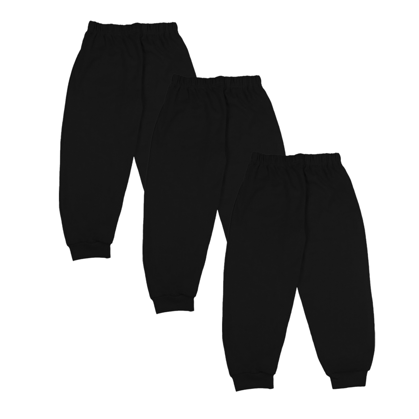 Sakuya Kids Track Pants for Boys & Girls - 100% Cotton Regular Fit Daily Use Black Colour Lower Pants | Comfortable & Easy to Wear Trendy Nightwear | Stretchable Pants - Pack of 3 (Black)