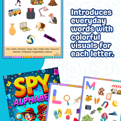 Sakuya Spy Alphabet Activity Book for Kids – Screen-Free Early Learning with HD Illustrations, Boosts Memory, Vocabulary, Creativity, and Hand-Eye Coordination for Engaging ABC Fun
