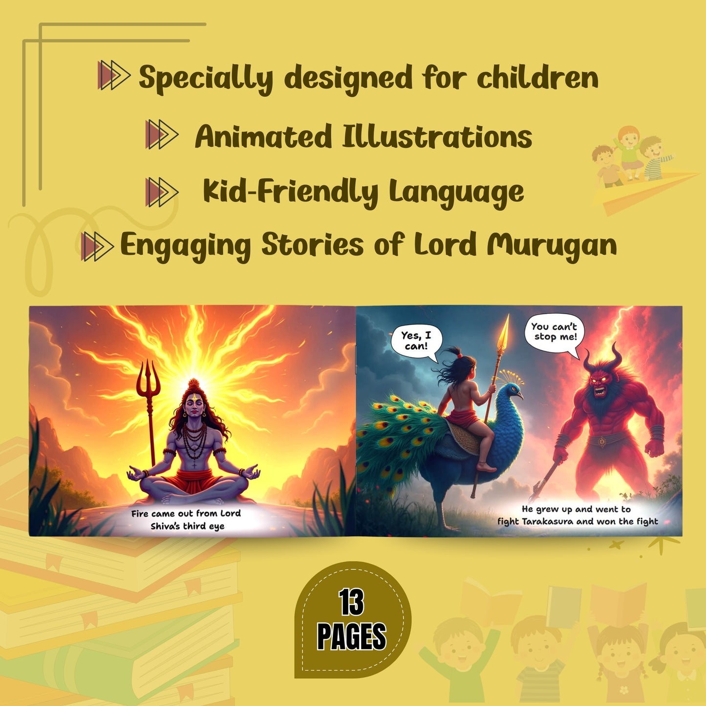 Sakuya Murugar Story Book - The Birth of Lord Murugan | Illustrated Mythological Story for Children | Engaging Spiritual Tales with Vibrant Artwork for Cultural Learning and Moral Values