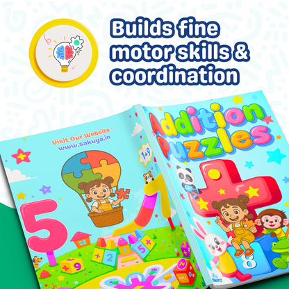 Sakuya Addition Puzzle Book for Kids Ages 6-8 | Fun Math Activity Workbook with Addition Games, Brain Teasers, and Number Puzzles for Early Learning and Practice