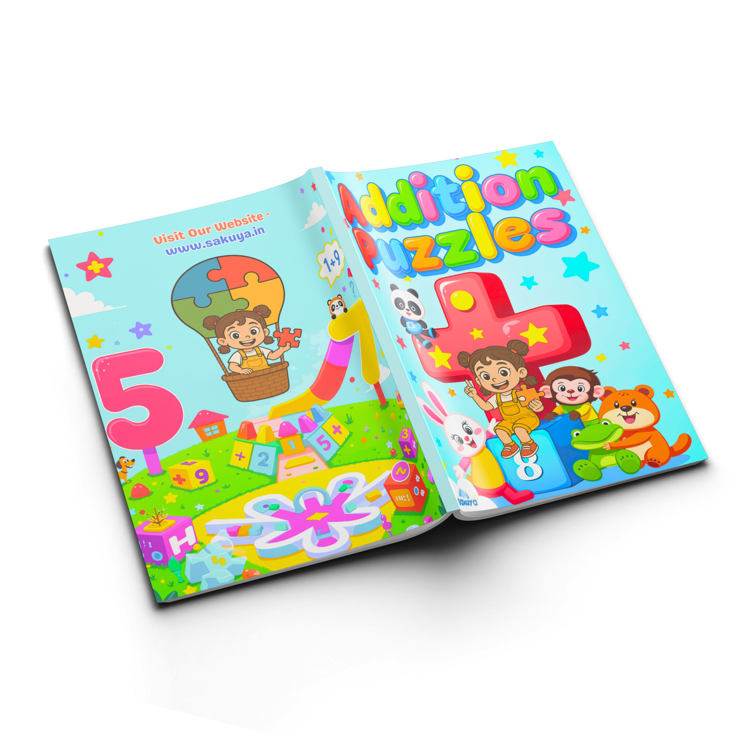 Sakuya Addition Puzzle Book for Kids Ages 6-8 | Fun Math Activity Workbook with Addition Games, Brain Teasers, and Number Puzzles for Early Learning and Practice