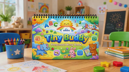 Sakuya Tiny Buddy Preschool Busy Book for Kids (2–5 Years) | 20-in-1 Montessori Activity Book | Reusable Learning Binder | Early Learning Toy for Alphabet, Numbers, Shapes & Fine Motor Skills