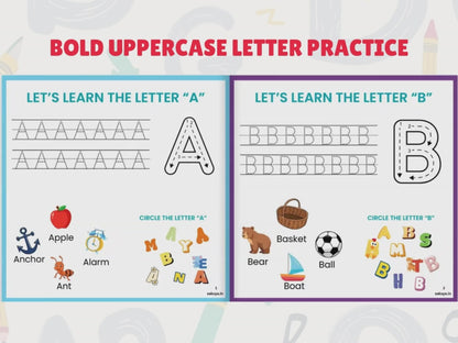 Alphabet Book Toddler Quiet Time | Montessori Material Homeschool Printable | Preschool Worksheets for Early Learning