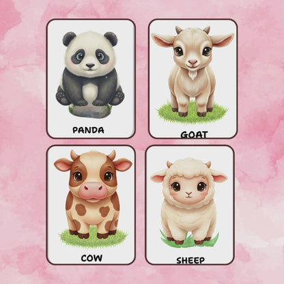 Sakuya Animal Flash Cards for Kids Learning | Preschool Educational Cards | Toddler Printable | Animal Name and Sound Recognition Game