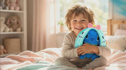 Sakuya Cute Blue Character Soft Toy with Zipper | Soft Stuffed Toy for Kids | 22cm Plush Animal | Machine Washable | Skin-Friendly Fabric | Cute Gift for Toddlers and Children