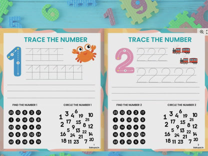 Sakuya Number Book Preschool Printable | Number Tracing and Counting Practice Worksheet | Kindergarten Tracing | Math and Number Writing Sheets