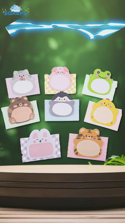 Sakuya Holographic Animal Sticky Notes | Self sticky notepad | 12x6cm Memo Pads & Decoration Stickers | 100 Sheets Per Pad
