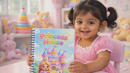 Sakuya Princess House Busy Book for Preschool Kids | Pretend Play with Dress-Up, Makeup, Kitchen & Bathroom Scenes | Reusable Stickers | Learning Gift for Girls 3–6 Years