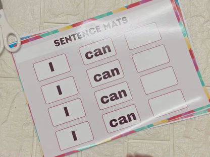 Sakuya Sentence Mat Printable | Build a Sentence | Homeschool Printable | Preschool Worksheets | Handwriting Practice | Sentence Building