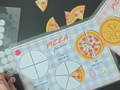 Printable Pizza Fraction Activity Book for Kids | Learning Math Fractions Addition Subtraction | Busy Book Toddler Preschool Worksheet |