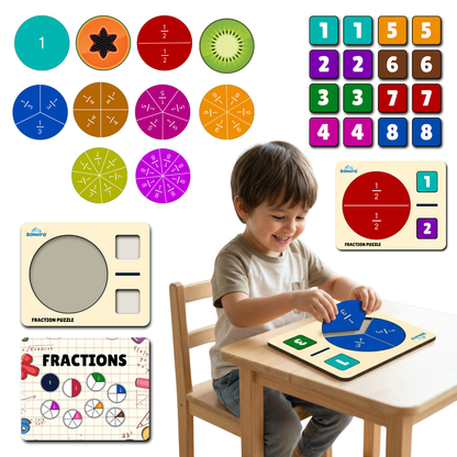 Sakuya Fraction Puzzle Learning Toy for Kids | Hands-On Math Manipulative | Visual Fractions & Part-Whole Concepts | Early Learning, Homeschool, Classroom Use | STEM Educational Math Toy