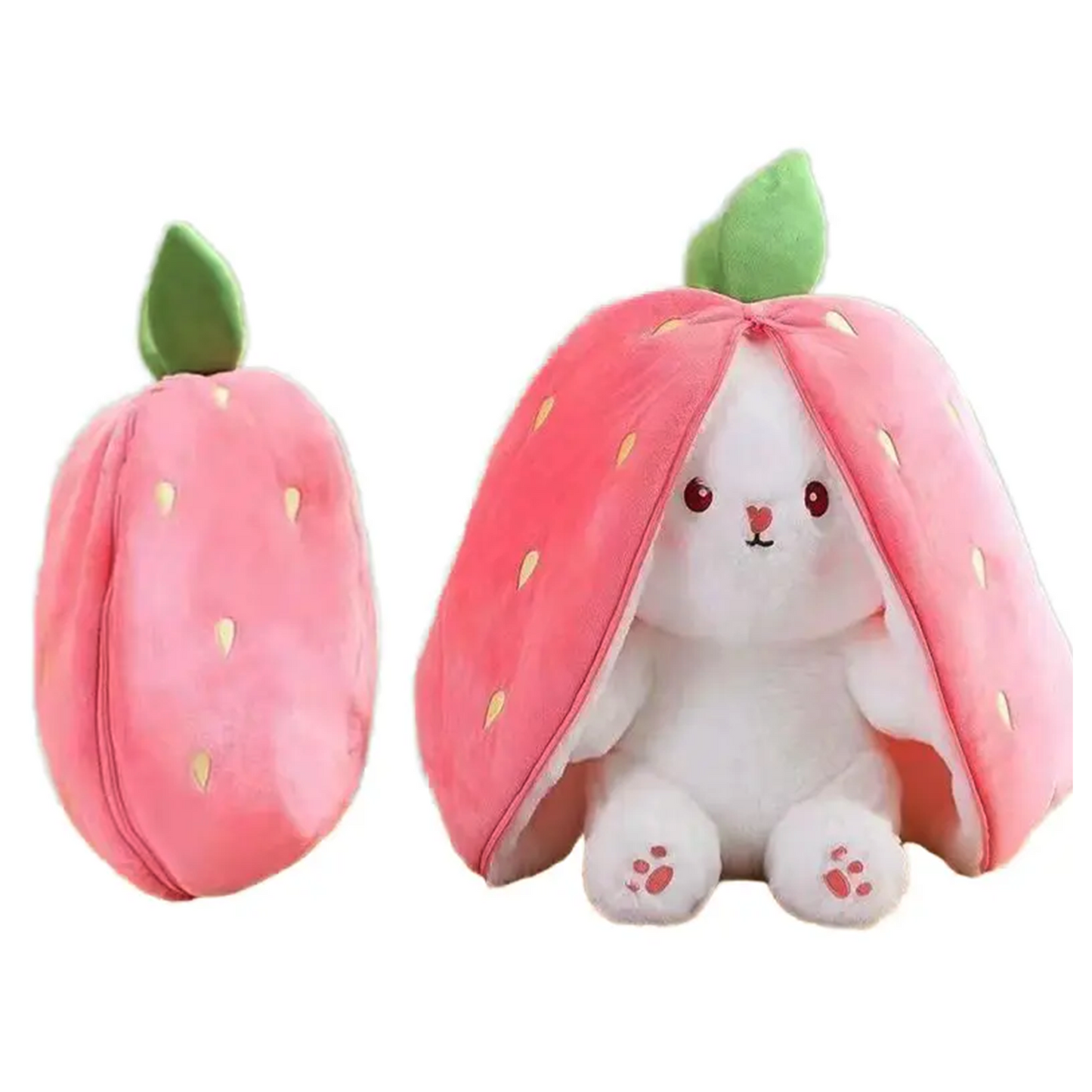 Reversible Strawberry - Carrot Bunny Soft Toy – Perfect Plush Toy for Girls, Cute Soft Toys for Baby Girl, Stuffed Rabbit Toy for Kids, Ideal Soft Toys for Newborn Baby and Gift for Girls