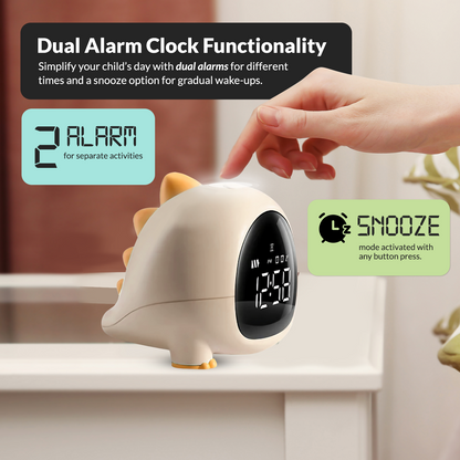 Cute Dino Digital Alarm Clock for Bedroom, Alarm Clock for Heavy Sleepers, Table Clock for Study Table, Digital Table Clock, Small Alarm Clock for Bed, Kids Alarm Clock, Desk Clock for Home