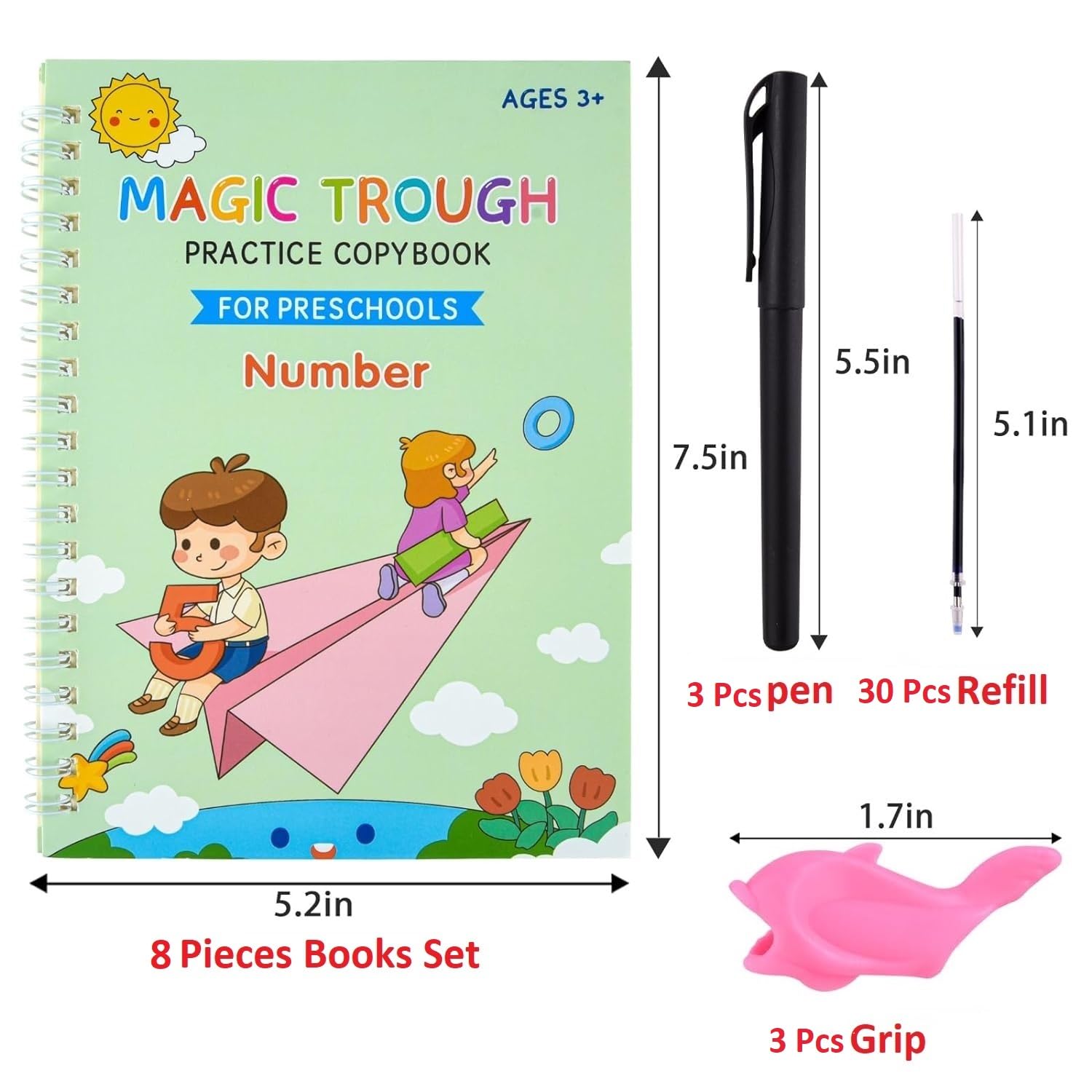 Sakuya Sank Magic Book for Kids | Magic Book with Reusable Magic Pen | Alphabet Writing Practice Book | Handwriting Improvement Kit for Kids | Tracing Books for Kids Ages 3-5 | Fun Kids Learning Book - Sakuya