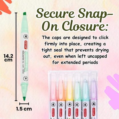 Sakuya Dual Tip Highlighter Pens with Chisel and Fine Bullet Tip for Journaling, School, Study Notes, Scrapbooks, Color Coding, Smooth Writing, and Creative Outlining | School and Office Supplies
