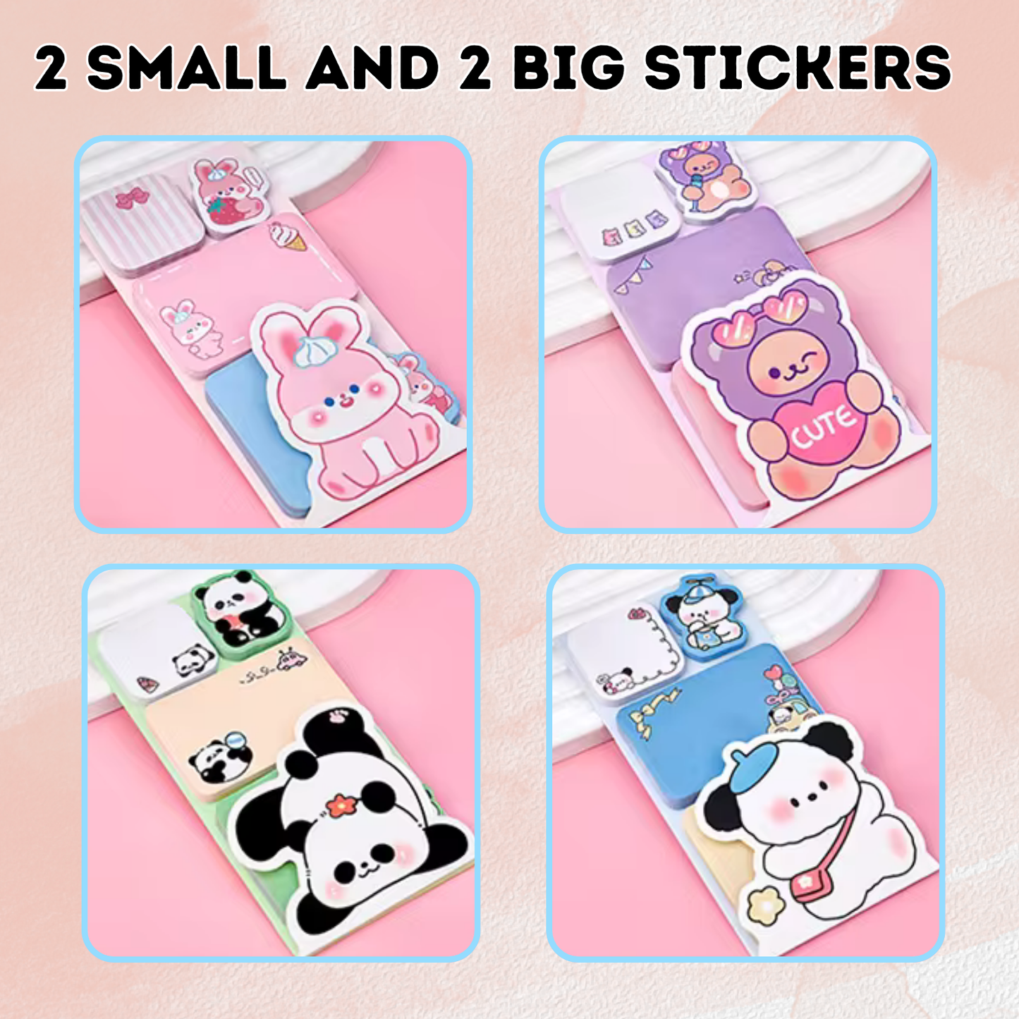 Sakuya Holographic Animal Sticky Notes | Self sticky notepad | 12x6cm Memo Pads & Decoration Stickers | 100 Sheets Per Pad