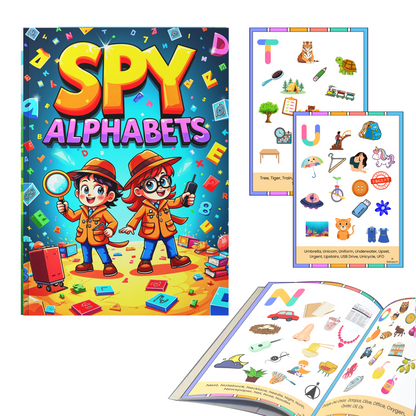 Sakuya Spy Alphabet Activity Book for Kids – Screen-Free Early Learning with HD Illustrations, Boosts Memory, Vocabulary, Creativity, and Hand-Eye Coordination for Engaging ABC Fun