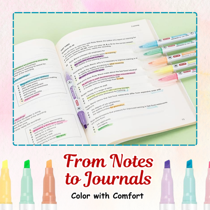 Sakuya Dual Tip Highlighter Pens with Chisel and Fine Bullet Tip for Journaling, School, Study Notes, Scrapbooks, Color Coding, Smooth Writing, and Creative Outlining | School and Office Supplies