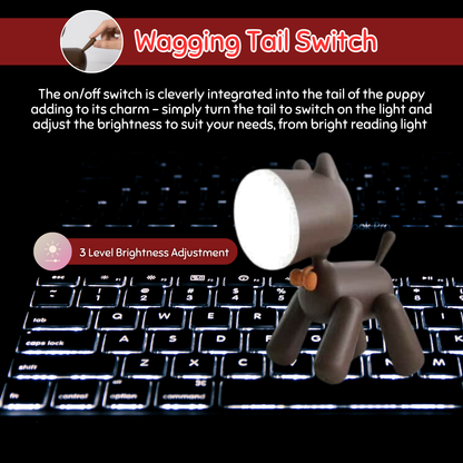 Puppy LED Tail Switch | Decorative LED Desk Lamp for Bedroom, Study, Living Room, and Kids' Rooms | Ambient Light, Night Lamp, Functional Table Lamp, and Adorable Home Decor Piece