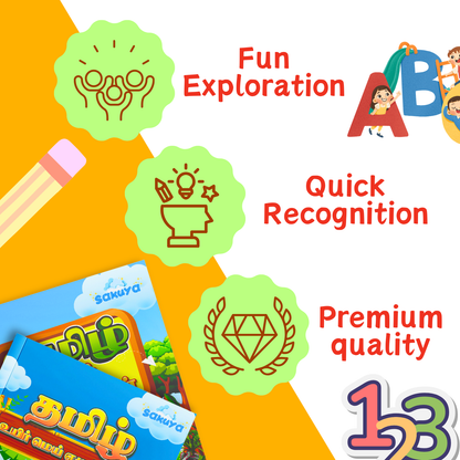 Sakuya Tamil Alphabet Books Set for Kids – Uyir, Mei & Uyir Mei Ezhuthukal, 3-Book Combo with Pictures for Preschool, LKG & UKG, Early Tamil Learning and Language Development