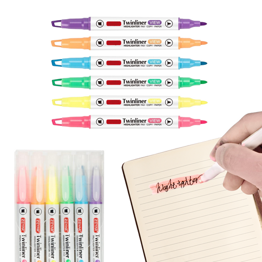 Sakuya Twinliner Highlighter Pens with Dual Tips for Study, Office, Journaling, Color Coding, Smooth Marking, Compact Design, Non-Toxic Ink, and Comfortable Grip for Daily Use | Kawai Stationery