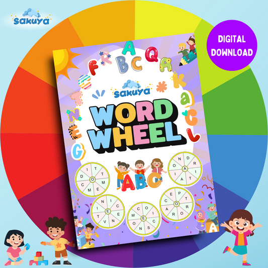 Sakuya Word Wheel Puzzle Book for Vocabulary Building and IQ Boost - Fun and Challenging Word Game for Kids and Adults - Educational, Portable, and Gift-Friendly