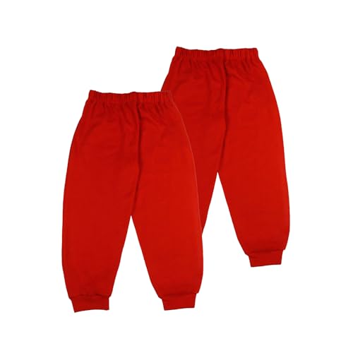 Sakuya Kids Track Pants for Boys & Girls (RED) - 100% Cotton Regular Fit Daily Use Black Colour Lower Pants | Comfortable & Easy to Wear Trendy Nightwear | Stretchable Pants - Pack of 2, Sleepwear - Sakuya