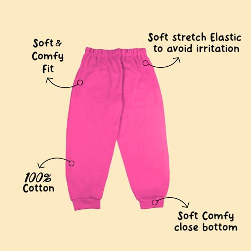 Sakuya Kids Track Pants for Boys & Girls - 100% Cotton Regular Fit Daily Use Lower Pants | Comfortable & Easy to Wear Trendy Nightwear | Stretchable Pants - Pack of 2, Sleepwear Pink - Sakuya