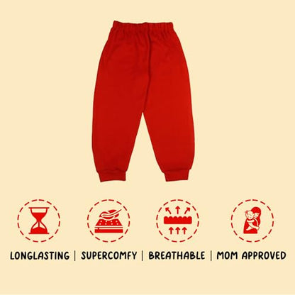 Sakuya Kids Track Pants for Boys & Girls (RED) - 100% Cotton Regular Fit Daily Use Black Colour Lower Pants | Comfortable & Easy to Wear Trendy Nightwear | Stretchable Pants - Pack of 2, Sleepwear - Sakuya