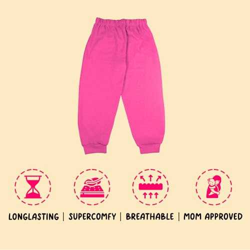 Sakuya Kids Track Pants for Boys & Girls - 100% Cotton Regular Fit Daily Use Lower Pants | Comfortable & Easy to Wear Trendy Nightwear | Stretchable Pants - Pack of 2, Sleepwear Pink - Sakuya