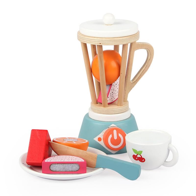 Sakuya Playbox My Own Brew Wooden Juice Extractor for Kids | Toddler Play Kitchen Accessories Gift for Girls and Boys | Smoothie Maker Blender Set with Play Food - Sakuya