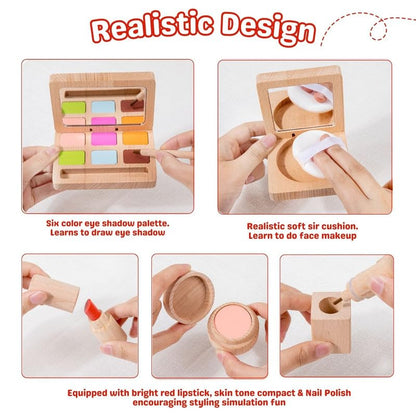 Sakuya Wooden Makeup Toy | Girls Salon Playset | Beauty Salon Play Set with Vanity and Accessories - Sakuya