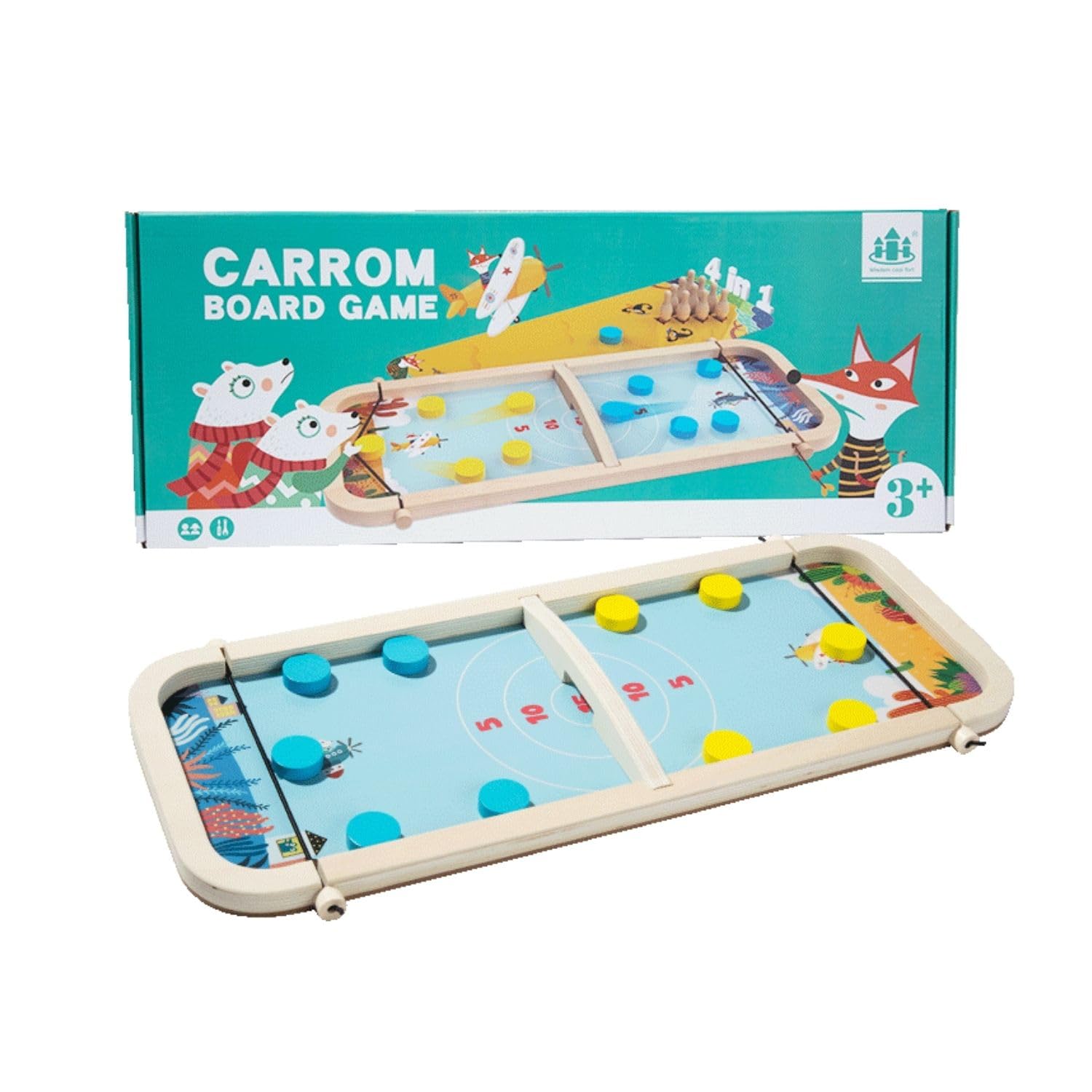 Sakuya Wooden Carrom Board Table Game | Multiple Play Method Sling Puck Desktop Game Smoothing Surfaces Interactive Improve Coordination Double Sides Waterproof for Home - Sakuya